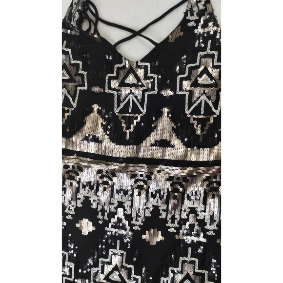 City Triangles Black Gold Sequin Mini Dress Sz 9 Party Cocktail Clubwear - Picture 9 of 12